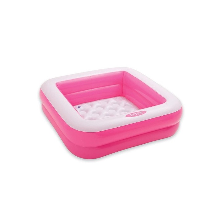 Intex, Úszómedence felfújható talppal gyerekeknek, Vinyl, Négyzet, Rózsaszín, 85 cm