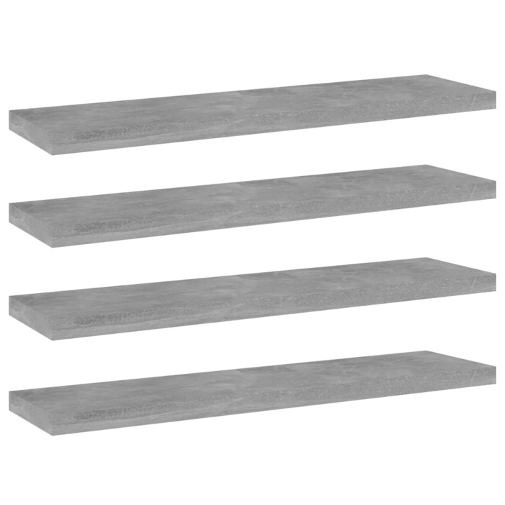 Set placibiblioteca vidaXL, gri beton, 4 buc, 40 x 10 x 1,5 cm, PAL 1.8 kg