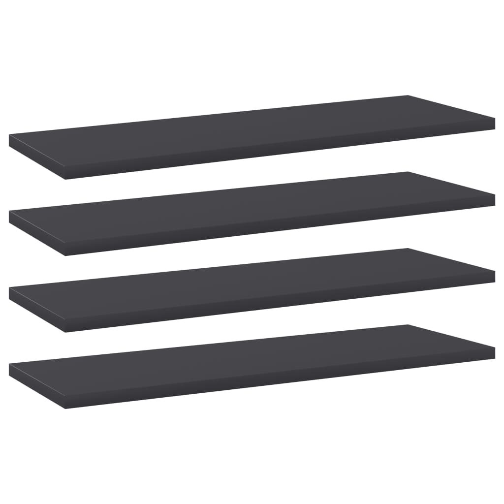Set de 4 rafturi de biblioteca vidaXL, PAL, 60 x 20 x 1.5 cm, Gri inchis