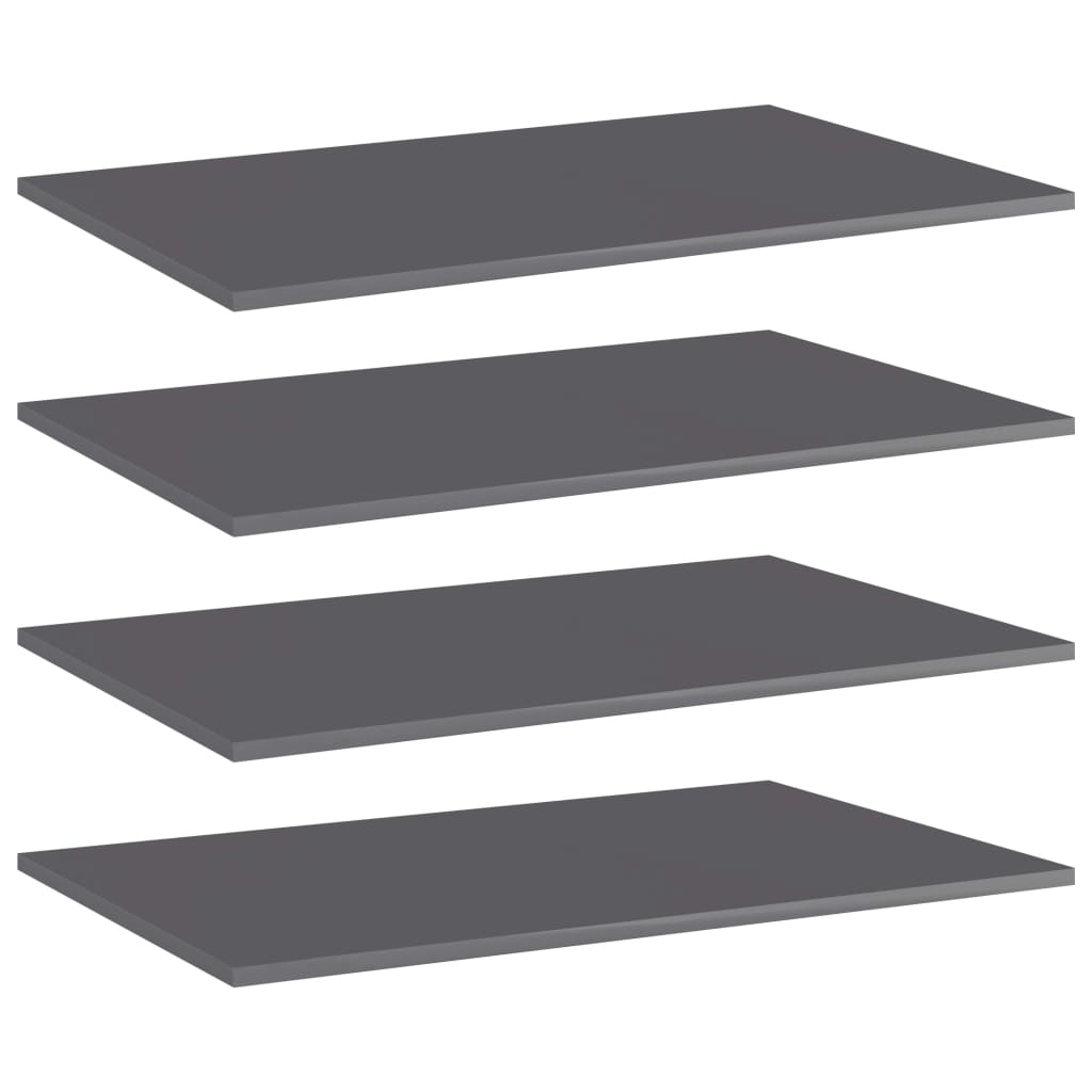 Set de 4 rafturi de biblioteca vidaXL, PAL extralucios, 80 x 50 x 1.5 cm, Gri