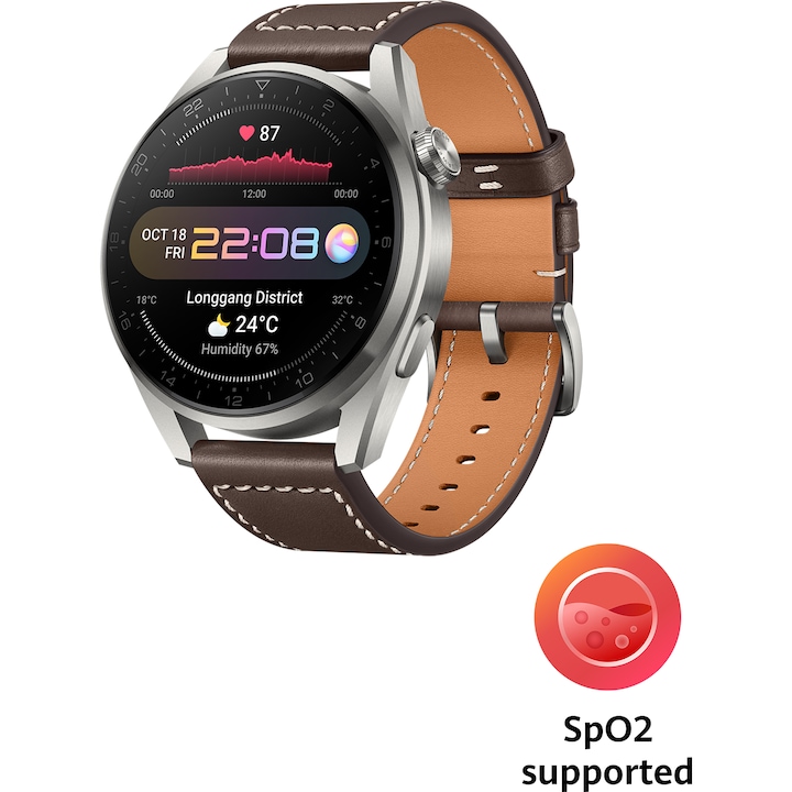 Часовник Smartwatch Huawei Watch 3 Pro, 48 мм, Brown Leather