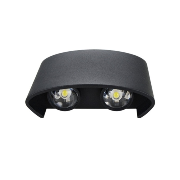 Aplica led 4W perete, Negru, Exterior Lumina Rece, IP65