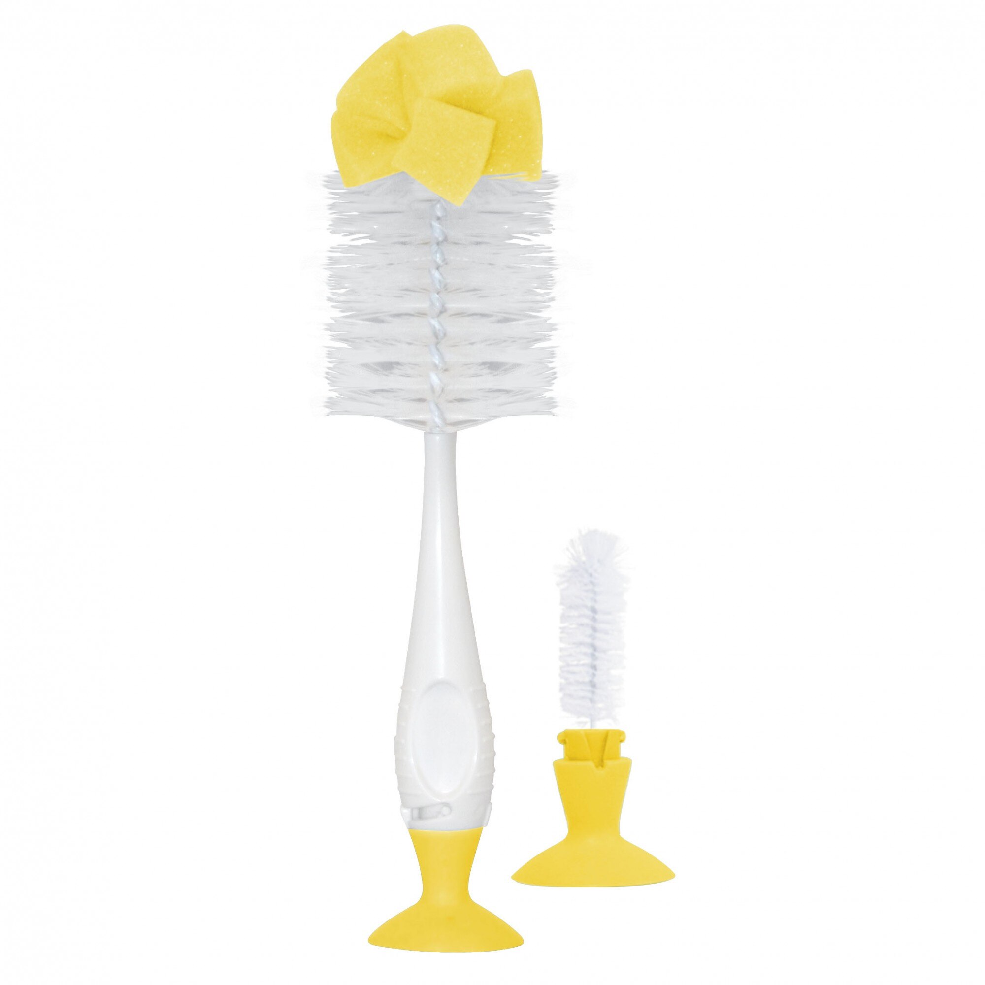 Perie de curatat biberoane, tetine si cani cu ventuza pentru fixare, Lorelli, Yellow