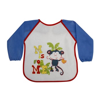 Baveta cu maneci si imprimeu, material frotir, Lorelli, Blue Monkey Baveta cu maneci si imprimeu, material frotir, Lorelli, Blue Monkey
