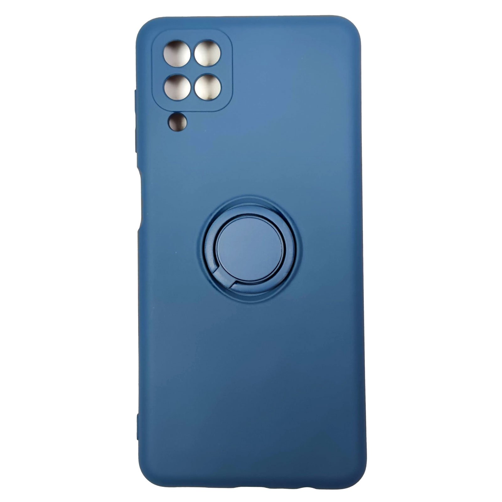 Husa compatibila cu Samsung Galaxy A12 model Combo cu Suport tip inel, Silicon, Antisoc, TPU, Viceversa Albastru