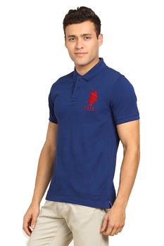 Tricou barbati US Polo Assn., Imprimeu logo, Bumbac, Albastru, S, Albastru marin