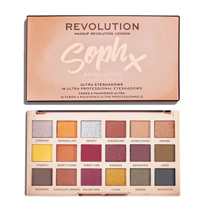 Палитра сенки за очи Makeup Revolution, Soph Extra Spice, 14,4 гр