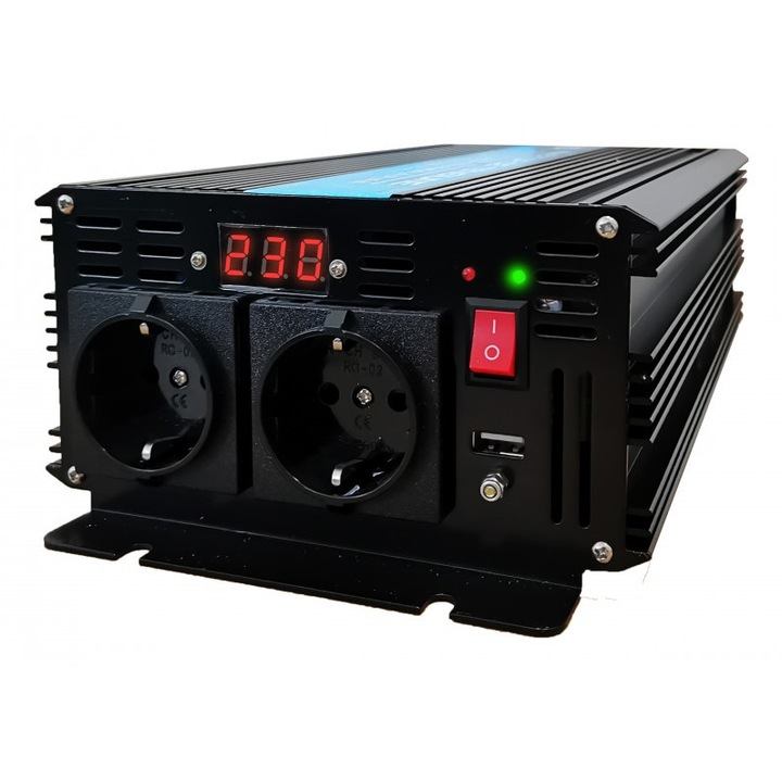 Invertor Auto 24V 220V, Putere Convertor 1000W cu Unda Sinusoidala Pura, TED Electric TED000439