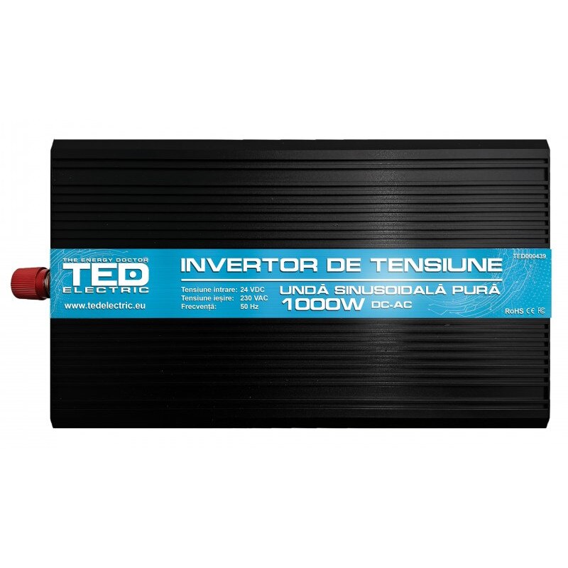Invertor Auto 24V 220V, Putere Convertor 1000W cu Unda Sinusoidala Pura ...