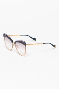 Ana Hickmann, Ochelari de soare butterfly cu lentile in degrade, Negru/Auriu, 66-13-140 Standard Ana Hickmann, Ochelari de soare butterfly cu lentile in degrade, Negru/Auriu, 66-13-140 Standard