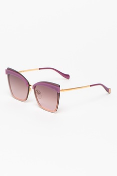 Ana Hickmann, Ochelari de soare butterfly cu rama metalica, Roz fandango/Auriu rose, 64-13-140 Standard Ana Hickmann, Ochelari de soare butterfly cu rama metalica, Roz fandango/Auriu rose, 64-13-140 Standard