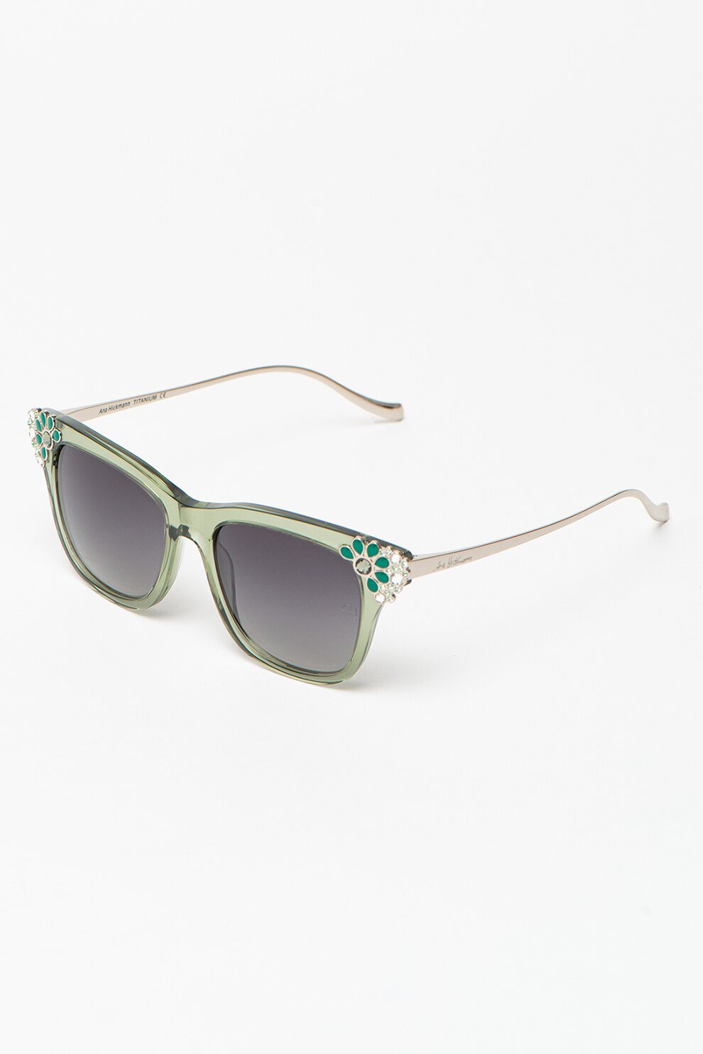 Ana Hickmann, Ochelari de soare wayfarer cu cristale, Verde marin, 53-18-145 Standard