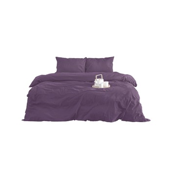 Set lenjerie de pat natur XXL din bumbac pur, culoare mov ametist *Zero Waste - din panza topita romaneasca / Set asternuturi pat matrimonial din panza naturala din bumbac Set lenjerie de pat natur XXL din bumbac pur, culoare mov ametist *Zero Waste - din panza topita romaneasca / Set asternuturi pat matrimonial din panza naturala din bumbac