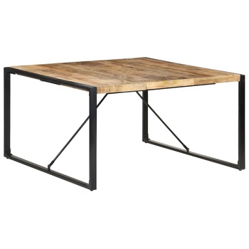 Masa de bucatarie din lemn de mango nefinisat vidaXL, Lemn, 140 x 140 x 75 cm, Maro Masa de bucatarie din lemn de mango nefinisat vidaXL, Lemn, 140 x 140 x 75 cm, Maro