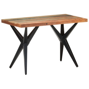 Masa de bucatarie din lemn masiv reciclat vidaXL, Lemn, 120 x 60 x 76 cm, Maro/Negru Masa de bucatarie din lemn masiv reciclat vidaXL, Lemn, 120 x 60 x 76 cm, Maro/Negru