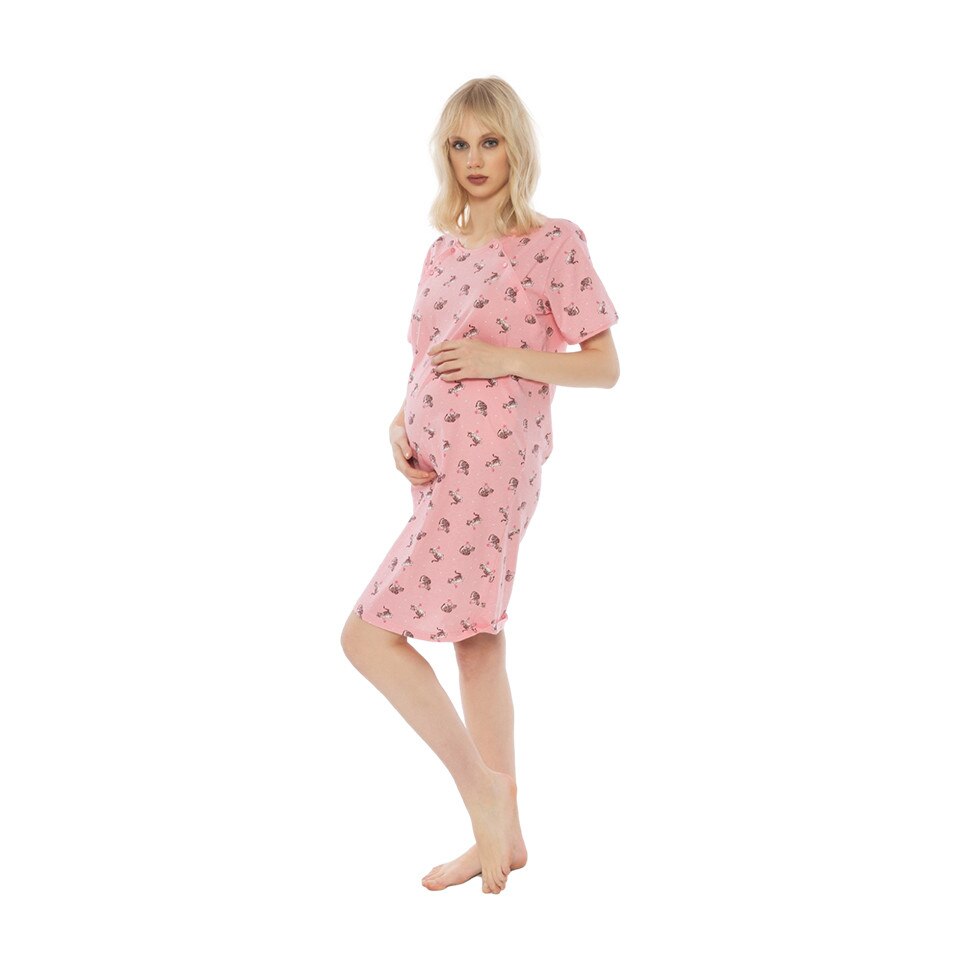 Camasa pentru alaptat, Vienetta, model Love Cat, roz prafuit, XL