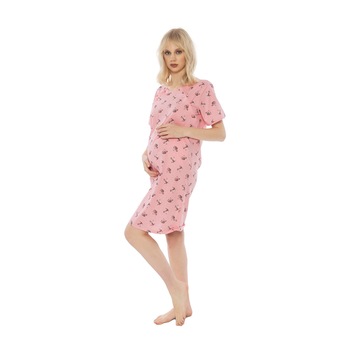 Camasa pentru alaptat, Vienetta, model Love Cat, roz prafuit, XL Camasa pentru alaptat, Vienetta, model Love Cat, roz prafuit, XL