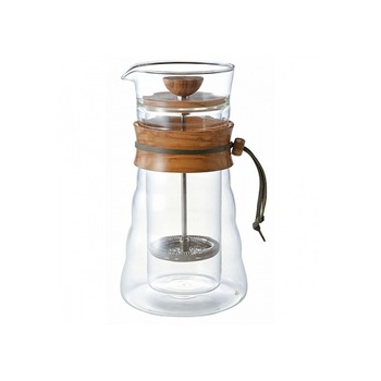 Presa franceza Hario, Sticla, Transparent/Maro, 0.4 l Presa franceza Hario, Sticla, Transparent/Maro, 0.4 l