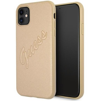 Husa Piele Guess Saffiano Vintage Script pentru Apple iPhone 11, Aurie GUHCN61RSAVSLG Husa Piele Guess Saffiano Vintage Script pentru Apple iPhone 11, Aurie GUHCN61RSAVSLG