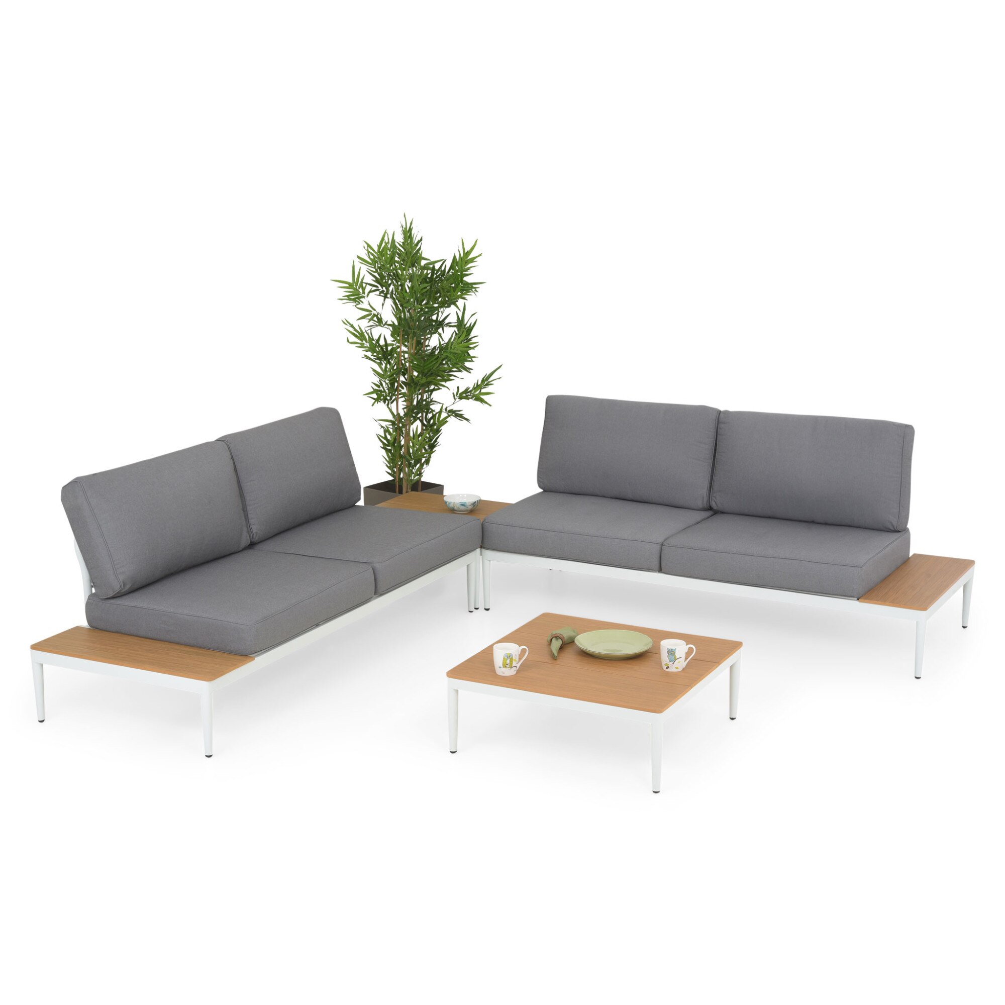 Set 4 piese gradina/terasa Maison Mex RONAN L.259 l.259 H.64 alb/gri