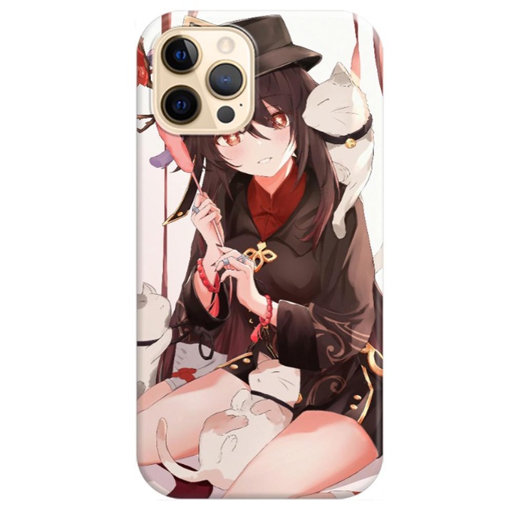 Husa silicon compatibila cu Apple iPhone 12, iPhone 12 Pro model Hu Tao Genshin Impact, Silicon, TPU Viceversa