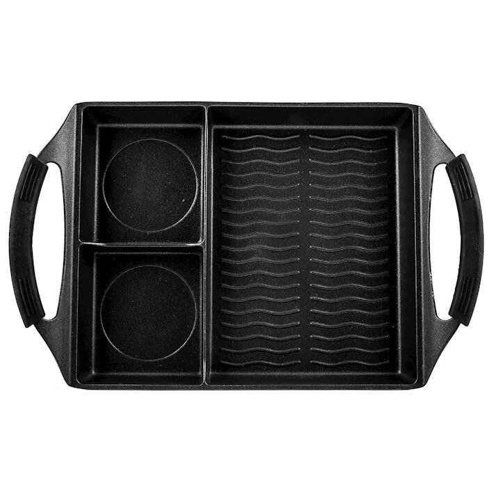 Grill multifunctional cu 3 compartimente, 30x25cm