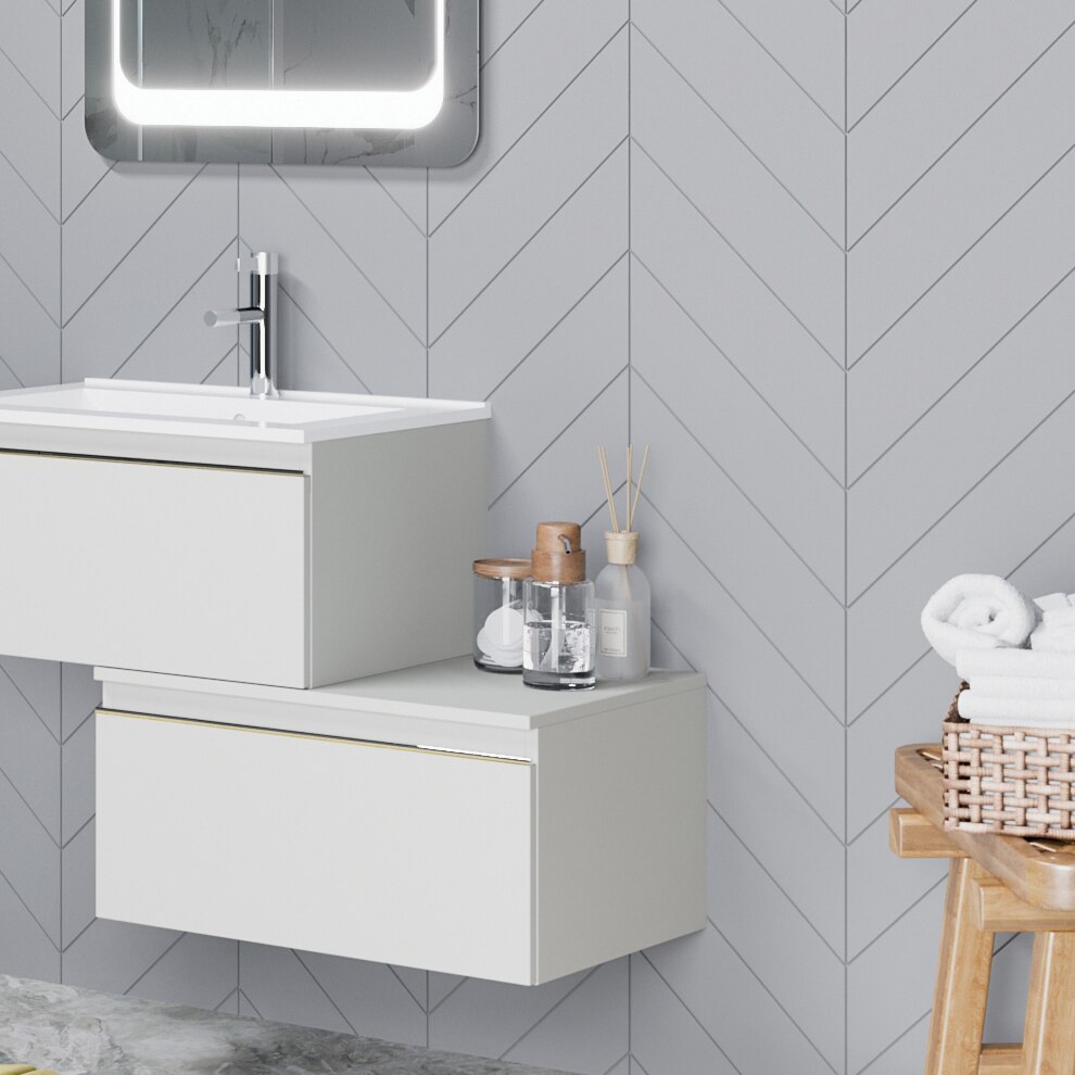 Sertar suspendat Kring Albatros, gri deschis mat, 60.2x31.6x46 cm