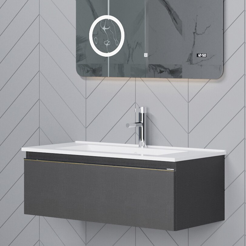 Masca suspendata Kring Albatros cu un sertar, texturat, gri antracit, 80.2x30x45.5 cm