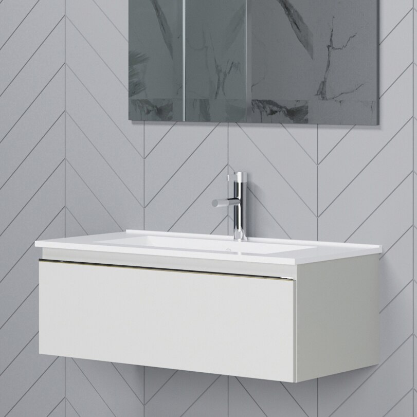 Masca suspendata Kring Albatros cu un sertar, gri deschis mat, 80.2x30x45.5 cm