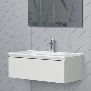 Masca suspendata Kring Albatros cu un sertar, gri deschis mat, 80.2x30x45.5 cm Masca suspendata Kring Albatros cu un sertar, gri deschis mat, 80.2x30x45.5 cm