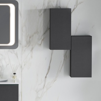 Dulap pentru baie modular Kring, reversibil, cu o usa, texturat, gri antracit, 25x50x15.1 cm Dulap pentru baie modular Kring, reversibil, cu o usa, texturat, gri antracit, 25x50x15.1 cm