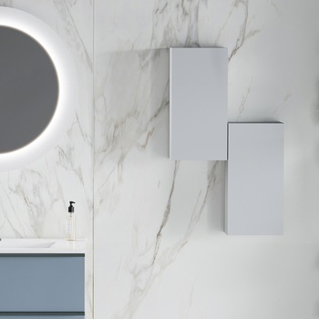 Dulap pentru baie modular Kring, reversibil, cu o usa, gri deschis mat, 25x50x15.1 cm Dulap pentru baie modular Kring, reversibil, cu o usa, gri deschis mat, 25x50x15.1 cm