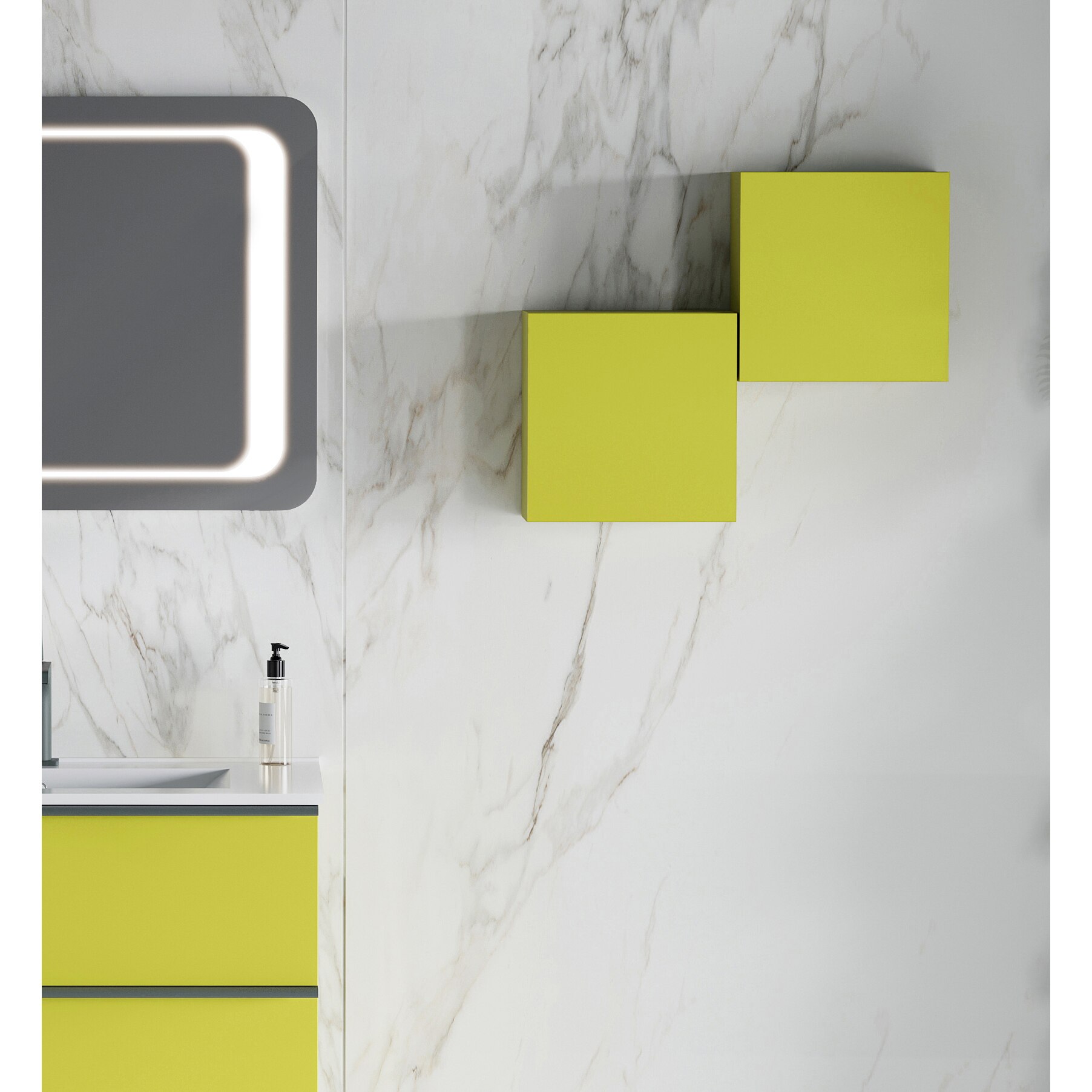 Dulap pentru baie modular Kring, reversibil, cu o usa, verde olive mat, 30x30x15.1 cm