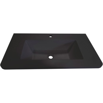 Lavoar (chiuveta baie) Kring Idris, din compozit negru mat, 101x15x47 cm Lavoar (chiuveta baie) Kring Idris, din compozit negru mat, 101x15x47 cm