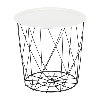 Masuta auxiliara Sani Salero, 36/28/37 cm, Negru/alb Masuta auxiliara Sani Salero, 36/28/37 cm, Negru/alb