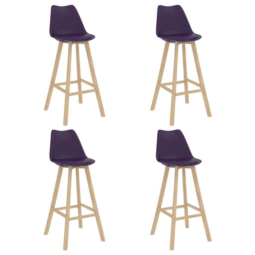 Set scaune de bar, 4 buc, violet inchis, PP si lemn masiv de fag 3068522 48 x 53.5 x 105 cm