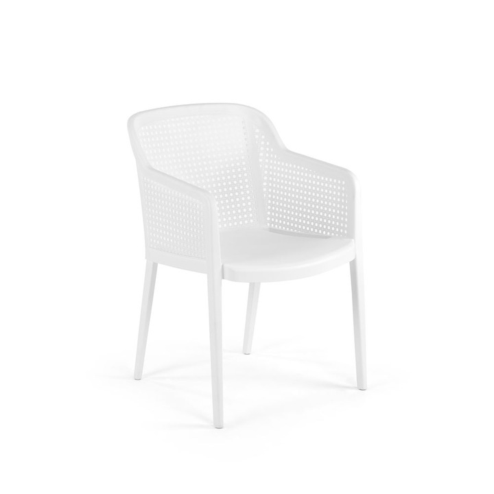 Chair4U Net Air erős kültéri design éttermi szék, terasz szék, polipropilén, Fehér.