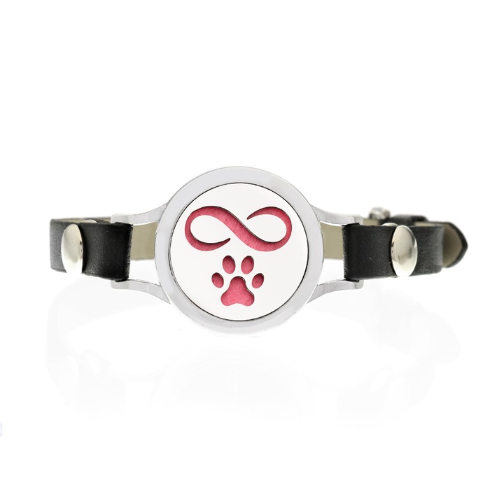 Neo™ WJ493 aromaterápiás karkötő, Infinite Pet Love, környezetbarát, cinkötvözet és ökobőr