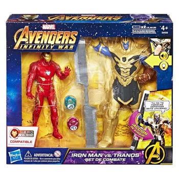 Set 2 Figurine Marvel Avengers, Multicolor, Iron Man vs Thanos, cu efecte sonore si luminoase Set 2 Figurine Marvel Avengers, Multicolor, Iron Man vs Thanos, cu efecte sonore si luminoase