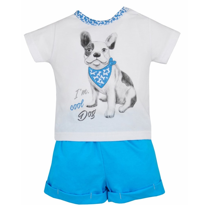 Compleu 2 piese de vara pentru baieti Koala Cool Dog 05-219A, Alb 11167