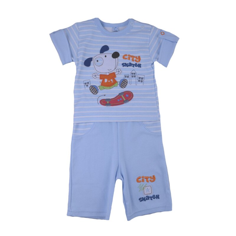 Compleu 2 piese de vara pentru baieti Koala Skater 2454A, Albastru 74 cm