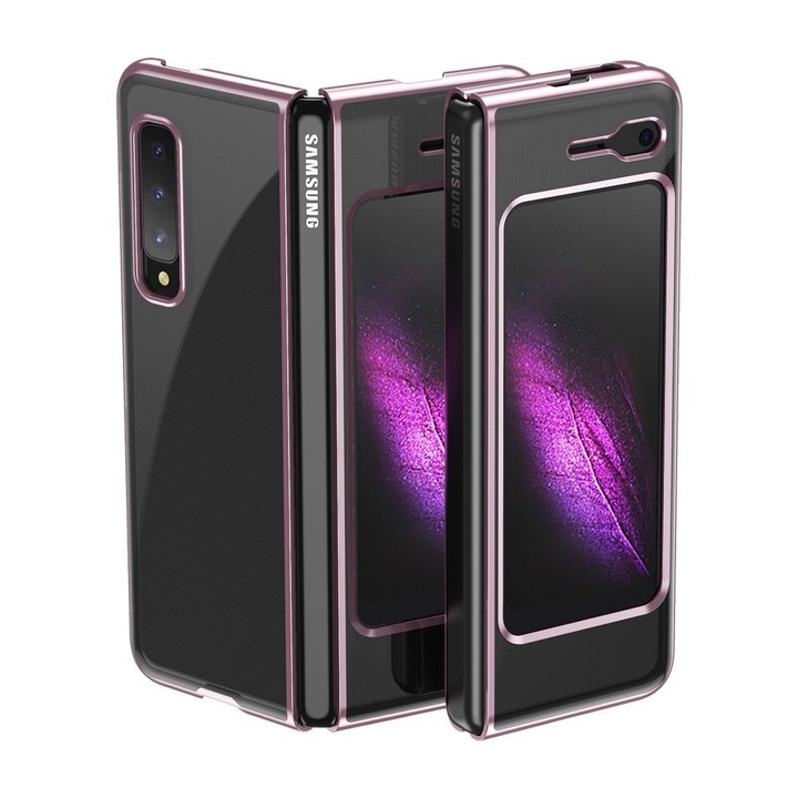 Husa de protectie pentru Samsung Galaxy Z Fold 3 5G, ultraslim din termoplastic, Transparent roz, HRT-BBL4650
