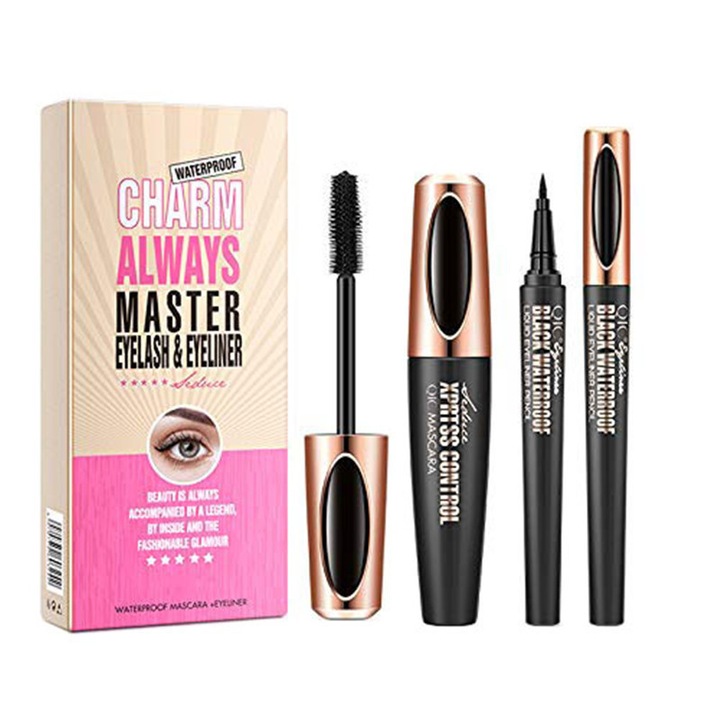 Комплект спирала 2 в 1 спирала и очна линия, ASKSA, Fashion eye candy Kit ushas make up, черен, 10 ml