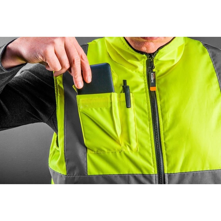 Двустранна работна жилетка, светлоотразителна, жълта, модел Visibility, размер S / 48, NEO