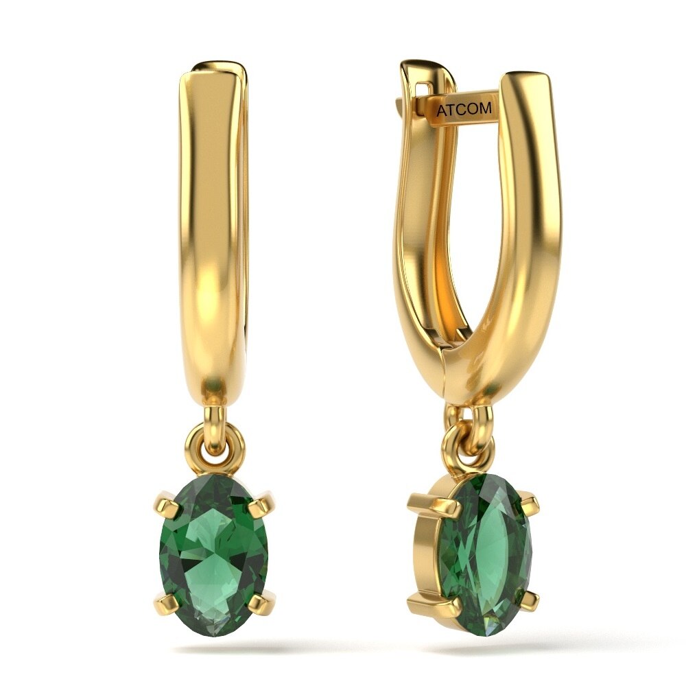 Cercei din aur galben cu cristal Emerald model 42