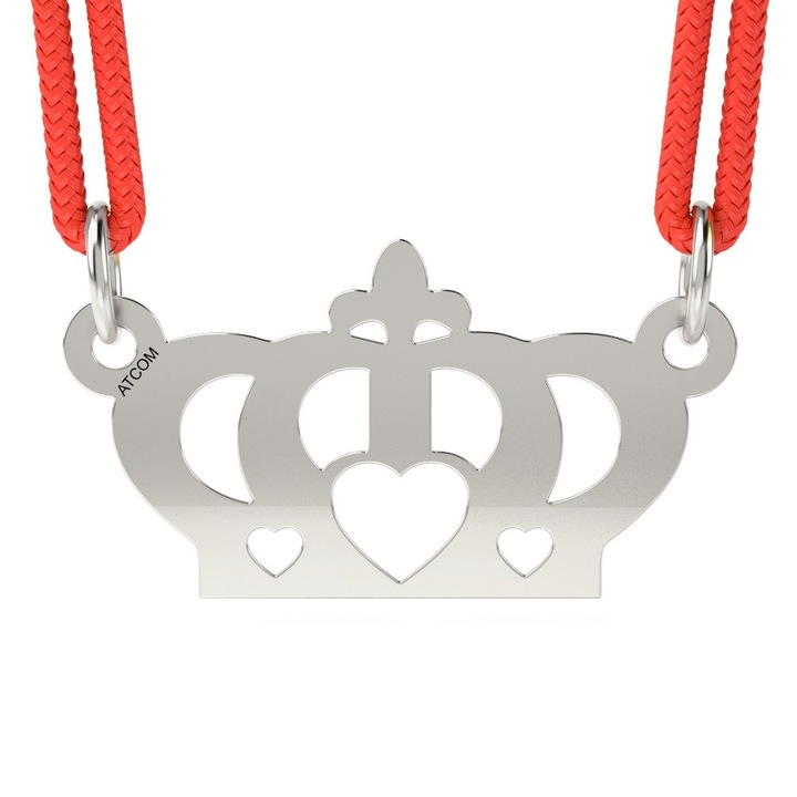 Медальон ATCOM, Сребърен, Модел сърце с корона