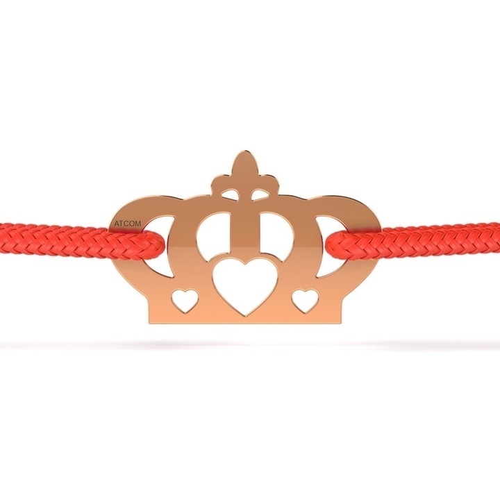 Гривна, модел Корона със сърце, Розово злато