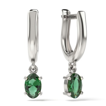 Cercei din aur alb cu cristal Emerald model 42 Cercei din aur alb cu cristal Emerald model 42
