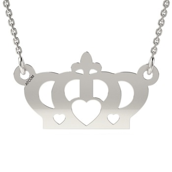 Lantisor cu pandantiv din argint model Coronita cu inimioara Lantisor cu pandantiv din argint model Coronita cu inimioara