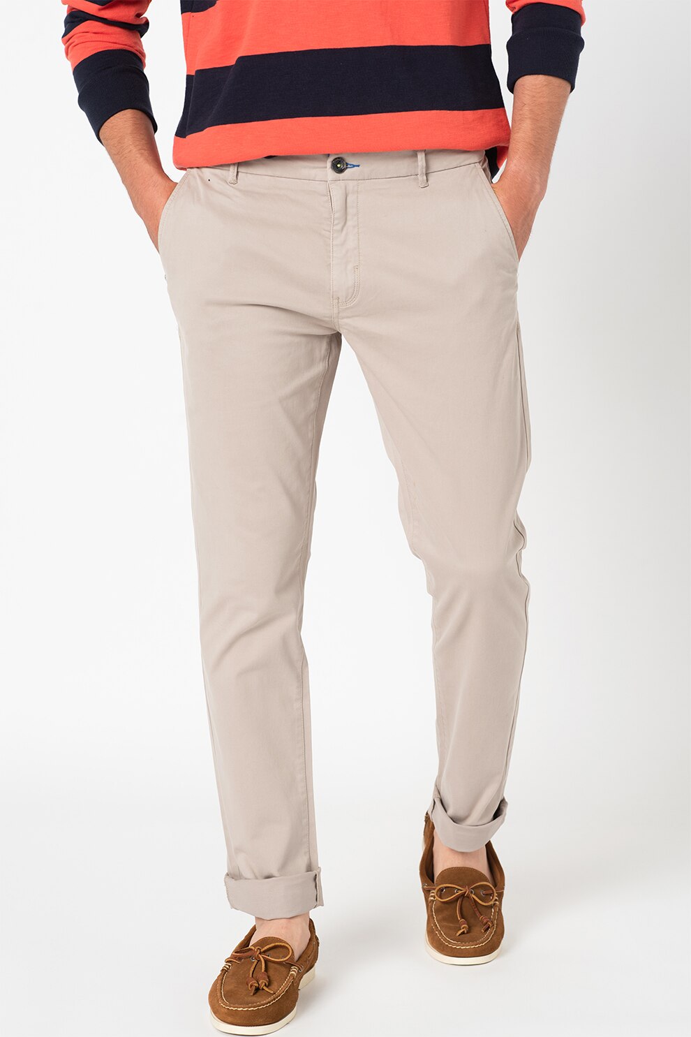 New Zealand Auckland, Pantaloni chino cu talie medie Napier, Gri deschis